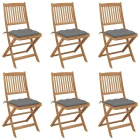 6 Stück klappbare Gartenstühle und Kissen aus massivem Akazienholz von vidaXL, Gartenstühle - Ref: Foro24-3075010, Preis: 300...