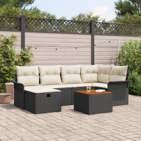 Conjunto de Sofá de Jardín de 7 Piezas con Cojines de Ratán Político Negro de , Sofás de exterior - Ref: Foro24-3359453, Prec...