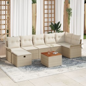 Juego de Sofá de Jardín de 8 Piezas con Cojines Beige de Ratán de , Sofás de exterior - Ref: Foro24-3359463, Precio: 542,01 €...