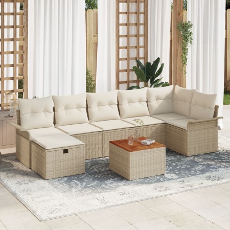 Juego de Sofá de Jardín de 8 Piezas con Cojines Beige de Ratán de , Sofás de exterior - Ref: Foro24-3359463, Precio: 542,01 €...