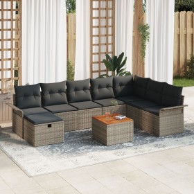 Juego de Sofá de Jardín de 9 Piezas con Cojines Gris Poliratán de , Sofás de exterior - Ref: Foro24-3359468, Precio: 543,74 €...