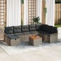 Juego de Sofá de Jardín de 9 Piezas con Cojines Gris Poliratán de , Sofás de exterior - Ref: Foro24-3359468, Precio: 543,74 €...
