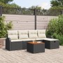 Conjunto Sofá Jardín 6 Piezas Cojines Ratán Poliéster Negro de , Sofás de exterior - Ref: Foro24-3359502, Precio: 352,73 €, D...