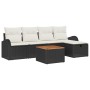 Conjunto Sofá Jardín 6 Piezas Cojines Ratán Poliéster Negro de , Sofás de exterior - Ref: Foro24-3359502, Precio: 352,73 €, D...