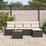 Conjunto Sofá Jardín 6 Piezas Cojines Ratán Poliéster Negro de , Sofás de exterior - Ref: Foro24-3359502, Precio: 352,73 €, D...