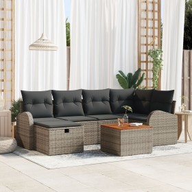 Conjunto de Sofá de Jardín de 7 Piezas con Cojines Gris Poliratán de , Sofás de exterior - Ref: Foro24-3359510, Precio: 428,1...