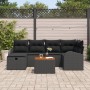 Conjunto de Sofá de Jardín de 7 Piezas con Cojines Negro Polirratán de , Sofás de exterior - Ref: Foro24-3359513, Precio: 443...