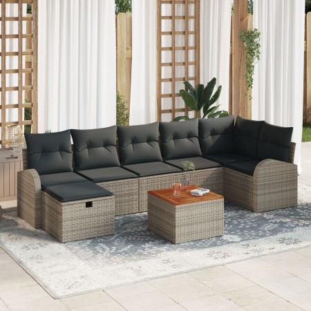 Conjunto de Sofá de Jardín de 8 Piezas con Cojines Grises de , Sofás de exterior - Ref: Foro24-3359517, Precio: 480,43 €, Des...