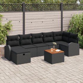 Juego de Sofás de Jardín de 8 Piezas con Cojines Negro Poliratán de , Sofás de exterior - Ref: Foro24-3359520, Precio: 507,44...