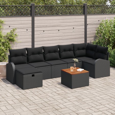 Juego de Sofás de Jardín de 8 Piezas con Cojines Negro Poliratán de , Sofás de exterior - Ref: Foro24-3359520, Precio: 507,44...