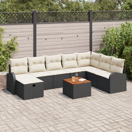 Juego de Sofá de Jardín de 9 Piezas con Cojines Negro Poliratán de , Sofás de exterior - Ref: Foro24-3359523, Precio: 510,44 ...