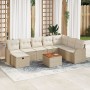 Conjunto de Sofá de Jardín de 9 Piezas con Cojines Beige de Poliratán de , Sofás de exterior - Ref: Foro24-3359526, Precio: 5...