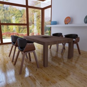 Sillas de comedor 4 uds madera curvada y cuero sintético en Sillas de comedor | Comprar online en Foru.es