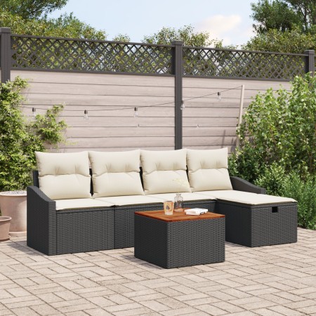 Conjunto de Sofá de Jardín de 6 Piezas con Cojines Ratán Flexible Negro de , Sofás de exterior - Ref: Foro24-3359558, Precio:...