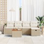 Conjunto de Sofá de Jardín de 6 Piezas con Cojines Beige Ratán Poli de , Sofás de exterior - Ref: Foro24-3359561, Precio: 380...