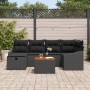 Juego de Sofá de Jardín de 7 Piezas con Cojines Ratán Negro de , Sofás de exterior - Ref: Foro24-3359569, Precio: 441,46 €, D...