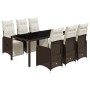 Set de mesa y sillas jardín 7 pzas con cojines ratán PE marrón en Conjuntos de jardín | Comprar online en Foru.es