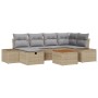 Conjunto de sofá de jardín de 7 piezas con cojines en beige poli ratán de , Sofás de exterior - Ref: Foro24-3359595, Precio: ...