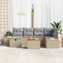 Conjunto de sofá de jardín de 7 piezas con cojines en beige poli ratán de , Sofás de exterior - Ref: Foro24-3359595, Precio: ...