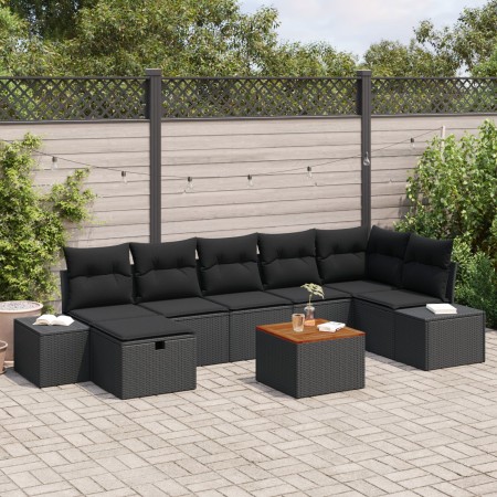Conjunto de Sofá de Jardín de 8 Piezas con Cojines Negro Poliratán de , Sofás de exterior - Ref: Foro24-3359604, Precio: 524,...