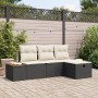 Conjunto de sofá de jardín de 4 piezas con cojines negros de poliratán de , Sofás de exterior - Ref: Foro24-3359614, Precio: ...