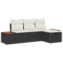 Conjunto de sofá de jardín de 4 piezas con cojines negros de poliratán de , Sofás de exterior - Ref: Foro24-3359614, Precio: ...