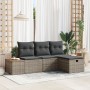Conjunto de sofá de jardín de 4 piezas con cojines Gris Ratán Poli de , Sofás de exterior - Ref: Foro24-3359616, Precio: 301,...