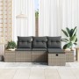 Conjunto de sofá de jardín de 4 piezas con cojines Gris Ratán Poli de , Sofás de exterior - Ref: Foro24-3359616, Precio: 301,...