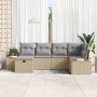 Juego de Sofá de Jardín de 6 Piezas con Cojines Beige de Rattan Poliéster de , Sofás de exterior - Ref: Foro24-3359632, Preci...