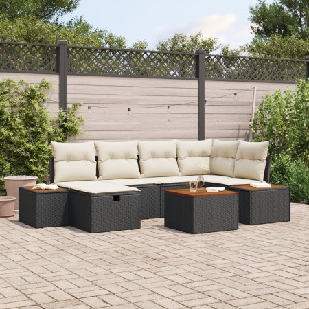 Juego de Sofá de 7 Piezas con Cojines Negro Poliratán de , Sofás de exterior - Ref: Foro24-3359634, Precio: 458,77 €, Descuen...