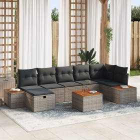Conjunto de Sofá de Jardín de 8 Piezas con Cojines Gris Poliratán de , Sofás de exterior - Ref: Foro24-3359646, Precio: 518,7...