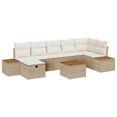 Juego de Sofás de Jardín de 8 Piezas con Cojines Beige Ratán Sintético de , Sofás de exterior - Ref: Foro24-3359648, Precio: ...