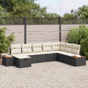 Conjunto de Sofá de Jardín de 8 Piezas con Cojines Ratán Polimérico Negro de , Sofás de exterior - Ref: Foro24-3359654, Preci...
