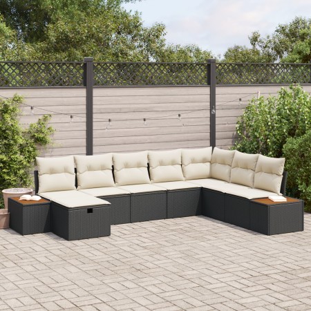 Conjunto de Sofá de Jardín de 8 Piezas con Cojines Ratán Polimérico Negro de , Sofás de exterior - Ref: Foro24-3359654, Preci...