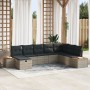 Conjunto de Sofá de Jardín de 8 Piezas con Cojines Gris Ratán Poliéster de , Sofás de exterior - Ref: Foro24-3359656, Precio:...