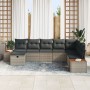 Conjunto de Sofá de Jardín de 8 Piezas con Cojines Gris Ratán Poliéster de , Sofás de exterior - Ref: Foro24-3359656, Precio:...