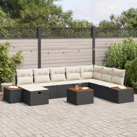 Juego de Sofá de Jardín de 9 Piezas con Cojines de Ratán Negro de , Sofás de exterior - Ref: Foro24-3359659, Precio: 533,59 €...
