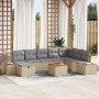 Juego de Sofá de Jardín de 9 Piezas con Cojines Beige Poliratán de , Sofás de exterior - Ref: Foro24-3359662, Precio: 573,83 ...