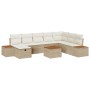 Conjunto de Sofás de Jardín de 9 Piezas con Cojines Beige Ratán Poliéster de , Sofás de exterior - Ref: Foro24-3359663, Preci...