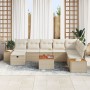 Conjunto de Sofás de Jardín de 9 Piezas con Cojines Beige Ratán Poliéster de , Sofás de exterior - Ref: Foro24-3359663, Preci...