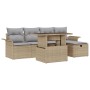 Conjunto de Sofá de Jardín de 6 Piezas con Cojines Beige de Ratán Poliéster de , Sofás de exterior - Ref: Foro24-3359667, Pre...