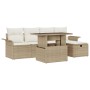 Conjunto de Sofá de Jardín de 6 Piezas con Cojines Beige de Ratán Poliéster de , Sofás de exterior - Ref: Foro24-3359668, Pre...