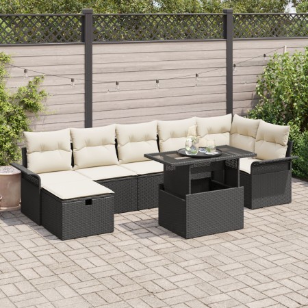 Juego de Sofá de Jardín de 8 Piezas con Cojines Negro Ratán Sintético de , Sofás de exterior - Ref: Foro24-3359684, Precio: 5...