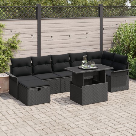 Juego de Sofá de Jardín de 8 Piezas con Cojines Negro Poliratán de , Sofás de exterior - Ref: Foro24-3359690, Precio: 564,61 ...