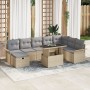 Conjunto de Sofá de Jardín de 9 Piezas con Cojines Beige Ratán Poliéster de , Sofás de exterior - Ref: Foro24-3359697, Precio...