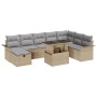 Conjunto de Sofá de Jardín de 9 Piezas con Cojines Beige Ratán Poliéster de , Sofás de exterior - Ref: Foro24-3359697, Precio...