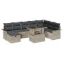 Conjunto de Sofás de Jardín  de 9 Piezas con Cojines Gris Claro de Ratán Sintético | Foro24.es | Tu tienda online para hogar, jardín y más Foro24.es