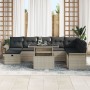 Conjunto de Sofás de Jardín  de 9 Piezas con Cojines Gris Claro de Ratán Sintético | Foro24.es | Tu tienda online para hogar, jardín y más Foro24.es