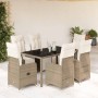 Set de mesa y sillas jardín 7 pzas con cojines ratán PE marrón en Conjuntos de jardín | Comprar online en Foru.es