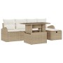 Juego de sofá de jardín de 6 piezas con cojines ratán poli beige de , Sofás de exterior - Ref: Foro24-3359748, Precio: 435,50...